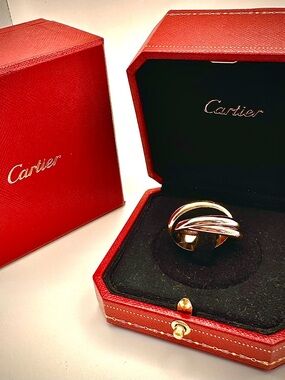 Authentic Cartier Trinity Classic 18k Tri Color Gold Band Ring Size 64-US 10.75